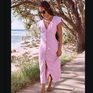 Free People New in Town MIDI Lilac Rose Cream size S, NWT